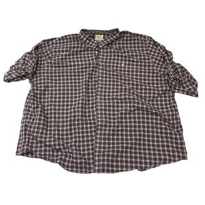 True Nation Mens 6XL Plaid Button Down Shirt Short Sleeve Cotton Burgundy Navy